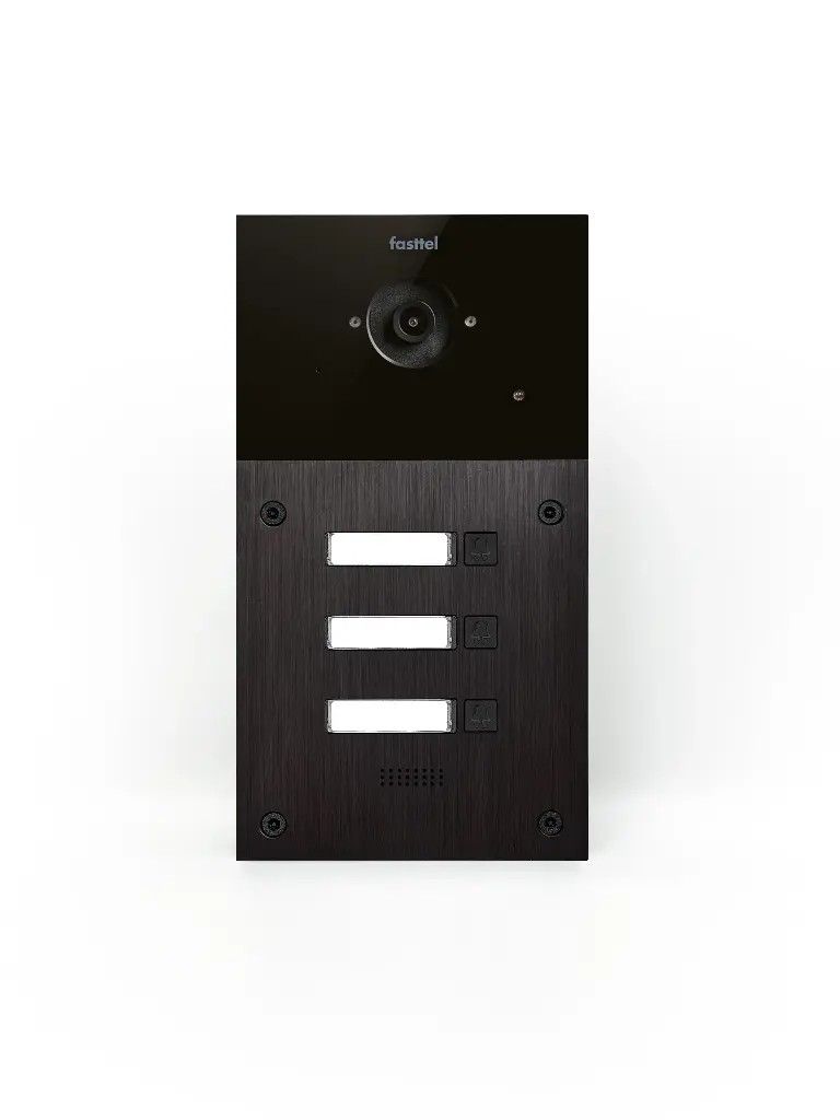 The FT600VC-3 is a videophone with 2 sip accounts, black anodized and has 3 push buttons and color camera. The supplied housing allows the device to be placed both on- and flush-mounted. 216x116mm.