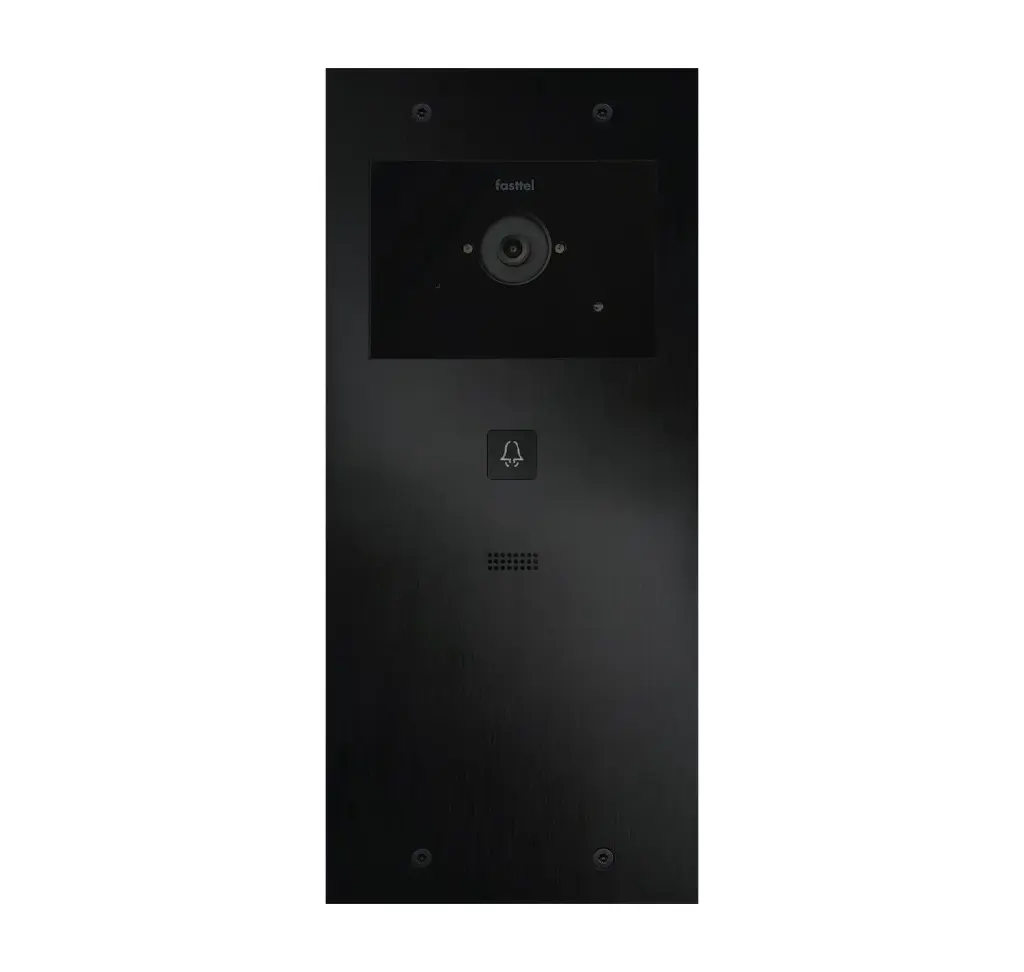 Le FT600VC-L est un interphone vidéo avec 2 comptes SIP, anodisé noir et doté d'un bouton poussoir et d'une caméra couleur.349x154mm.