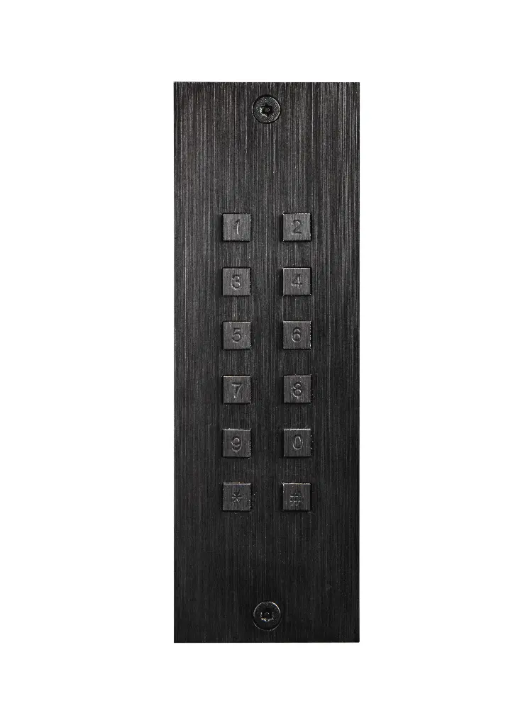 Toegangsklavier Zwart alu stand alone 2 relais+wiegand inbouw 55x166x25mm