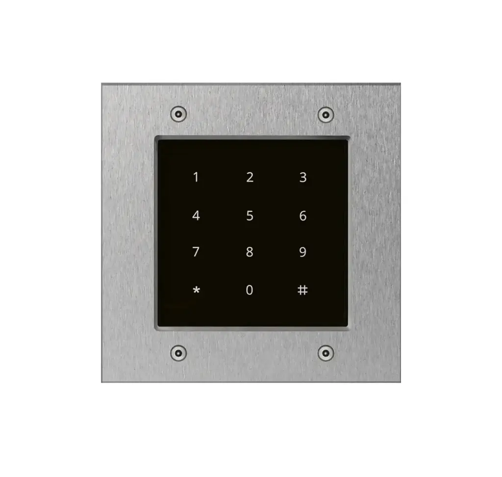 Access keypad grey in glass, stand alone (via FT25KINT) and Wiegand, 150x150mm