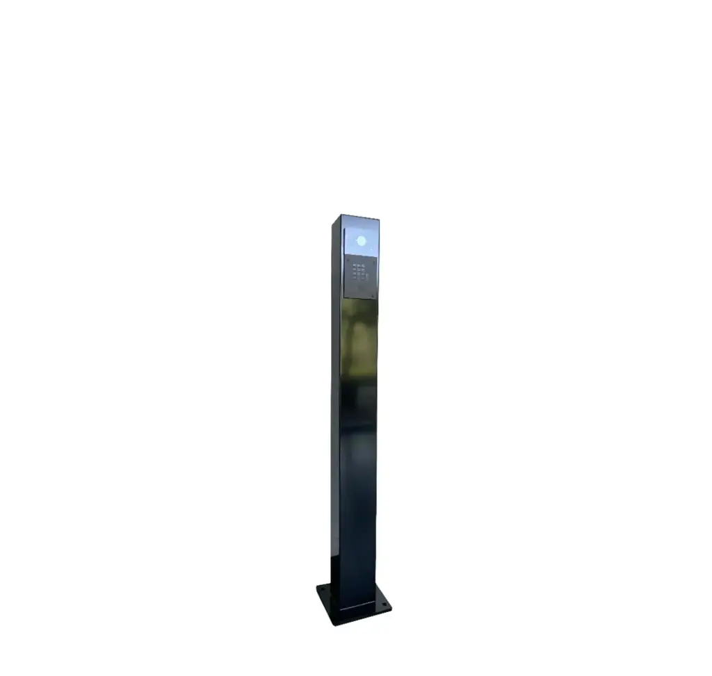 Colonne d'enregistrement pour interphone vidéo extérieur FT600 ou FT600K. Finition en structure noire mate RAL9005 avec dimensions 1300x140x80mm