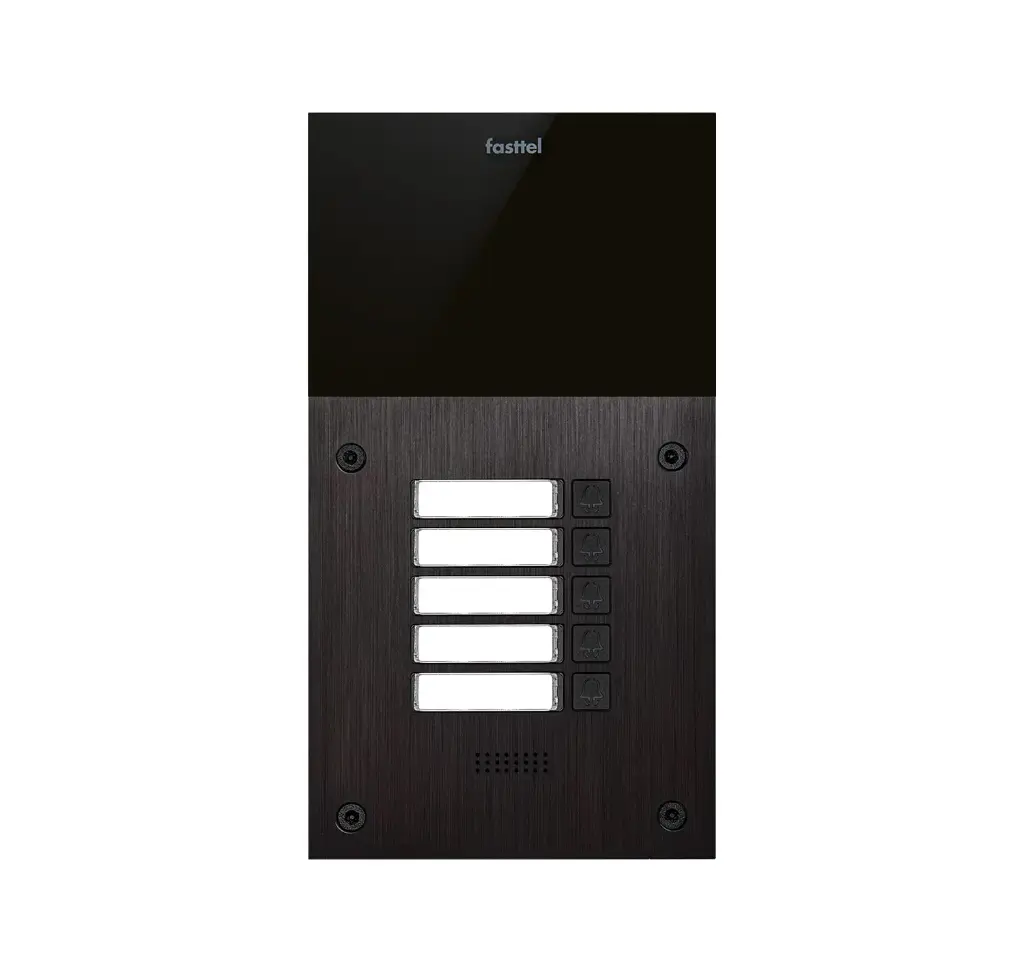 Le FT600-5 est un interphone avec 2 comptes SIP, anodisé noir et doté de 5 boutons poussoir. Le boîtier fourni permet d'installer l'appareil aussi bien en saillie qu'en encastré. 216x116mm.