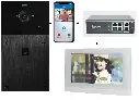 Videokit Plug & Play: Intercom 1 button, both flush and surface mount 216x116mm + Monitor 7" wifi + 4xApp licences + PoE switch