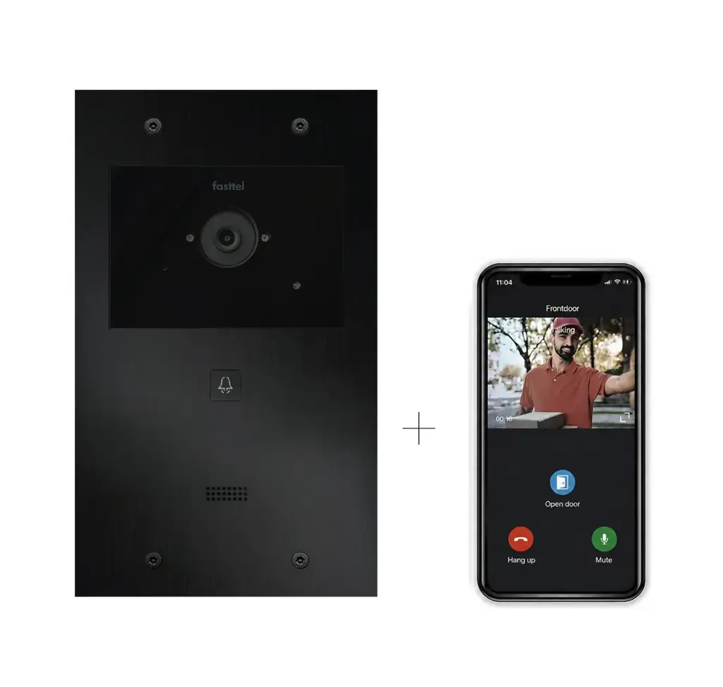 Videokit Plug & Play: Buitenpost 1 knop zowel in-als opbouw 263x154mm + 4xApp licentie