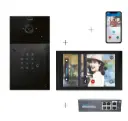 Kit Vidéo Plug & Play: Portier 1 bouton +clavier d'accès, à la fois encastré et en saillie 216x116mm + Moniteur 10" Android wifi + 4xApp licences + PoE switch