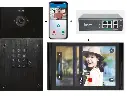 Videokit Plug & Play: Intercom 1 button+keypad, both flush and surface mount 216x116mm + Monitor 10" Android wifi + 4xApp licences + PoE switch
