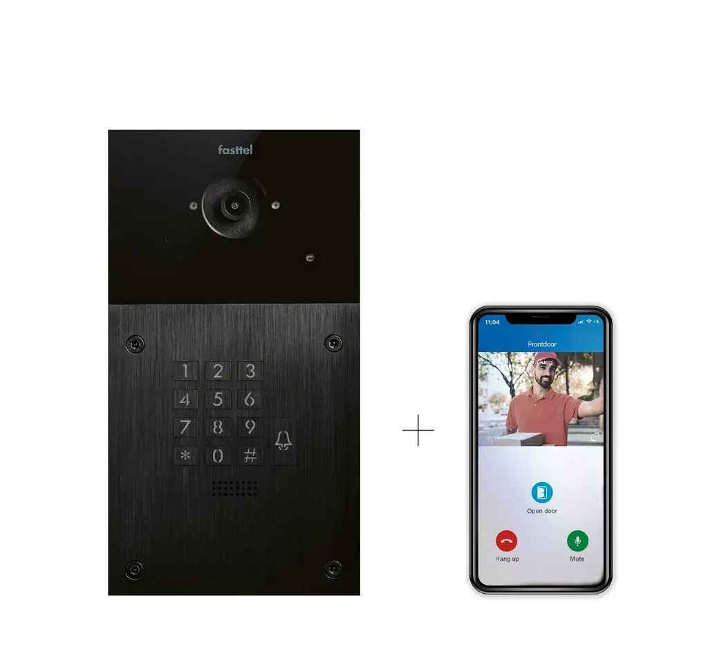 Videokit Plug & Play: Intercom 1 button+keypad, both flush and surface mount 216x116mm + 4xApp licences