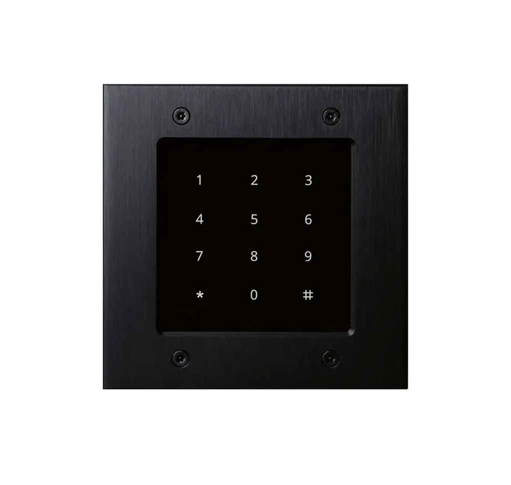 Access keypad black in glass, stand alone (via FT25KINT) and Wiegand, 150x150mm
