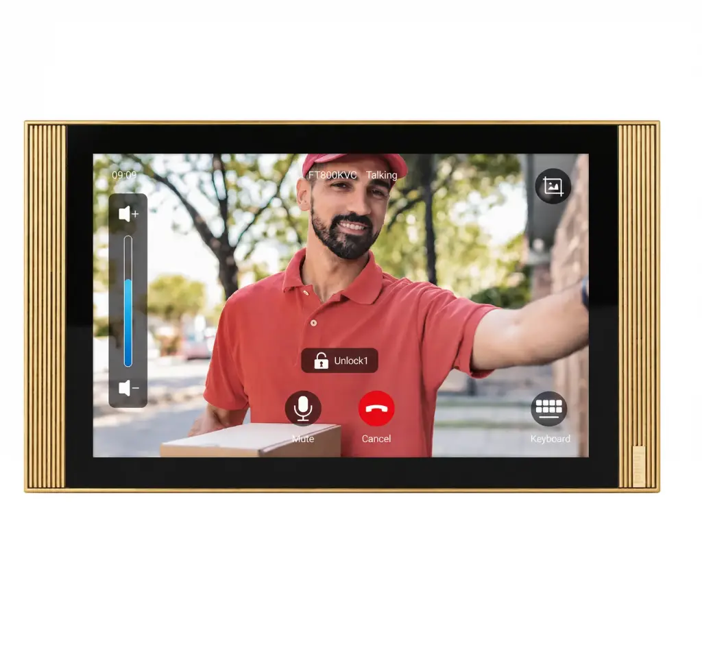 10" Android universele SIP video binnenpost, brons goud