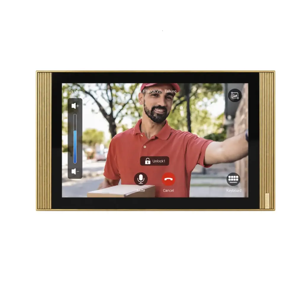 10" Android universele SIP video binnenpost, brons goud