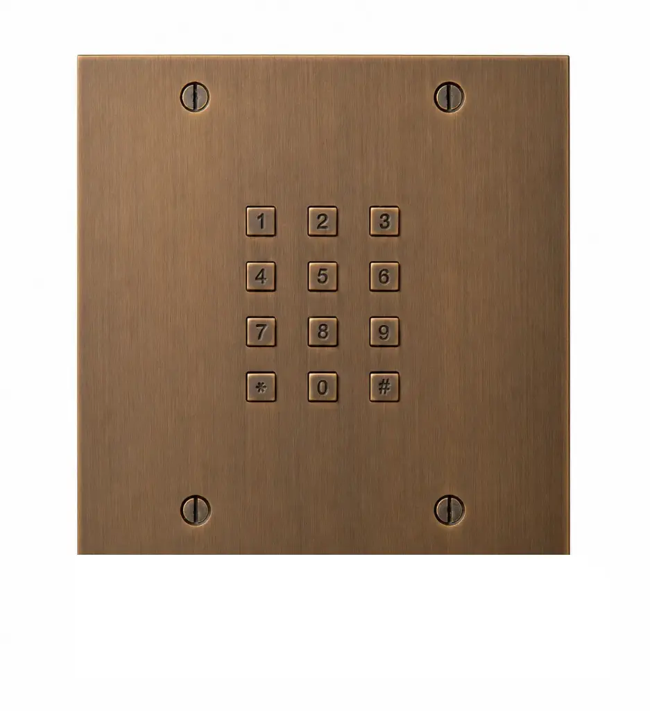 Access keypad bronze rustic, stand alone (via FT25KINT) and Wiegand, 143x143mm