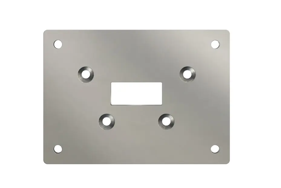 Stainless steel base for design registration column FTEMPEROR 250x180x8 MM. Provides extra stability on uneven surfaces.