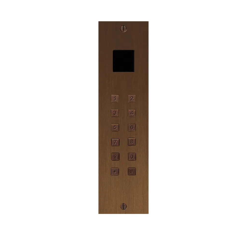 Clavier d'accès bronze rustique autonome 2 relais + wiegand+Proxi encastré 55x211x25mm