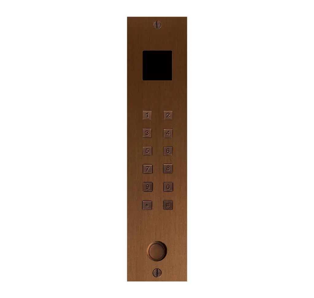 Toegangsklavier Brons rustiek stand alone 2 relais+wiegand+Proxi+ belknop inbouw 55x239x25mm