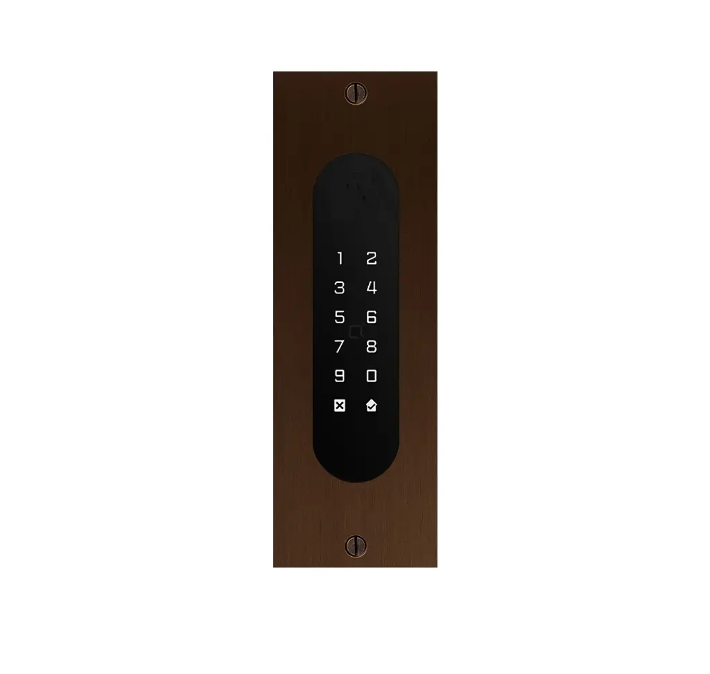 Codeklavier/Badgelezer/Bluetooth/NFC: 1 relais, Wiegand en Cloud.  Bronze rustiek inbouw, 62x188x30 mm