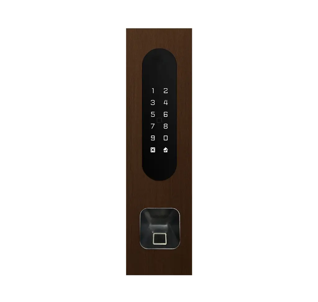 Clavier d'accès/Lecteur badge/Bluetooth/NFC: 1 relais, Wiegand et Cloud.  Bronze rustique, encastré avec découpe Ekey 77x257x30 mm