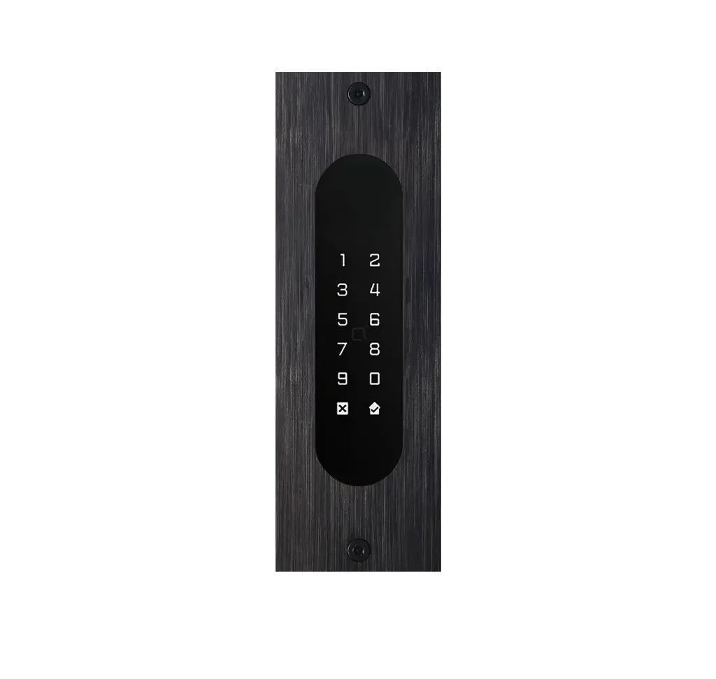 Clavier d'accès/Lecteur badge/Bluetooth/NFC: 1 relais, Wiegand et Cloud.  Alu noir, encastré, 62x188x30 mm