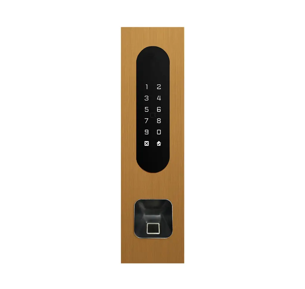 Codeklavier/Badgelezer/Bluetooth/NFC: 1 relais, Wiegand en Cloud.  Bronze goud inbouw met Ekey lezer uitsparing