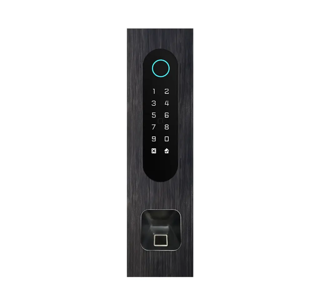 Codeklavier/Badgelezer/Bluetooth/NFC/QR lezer: 1 relais, Wiegand en Cloud.  Zwart alu inbouw met Ekey lezer uitsparing 77x257x30 mm. Zonder ekey lezer.