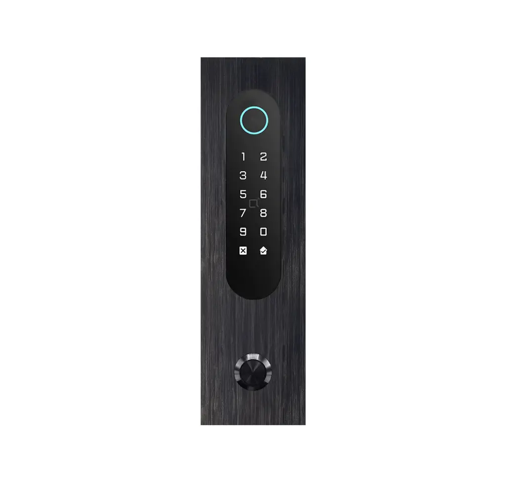 Clavier d'accès/Lecteur badge/Bluetooth/NFC/Lecteur QR: 1 relais, Wiegand, bouton d'appel et Cloud.  Alu noir, encastré, 62x211x30 mm