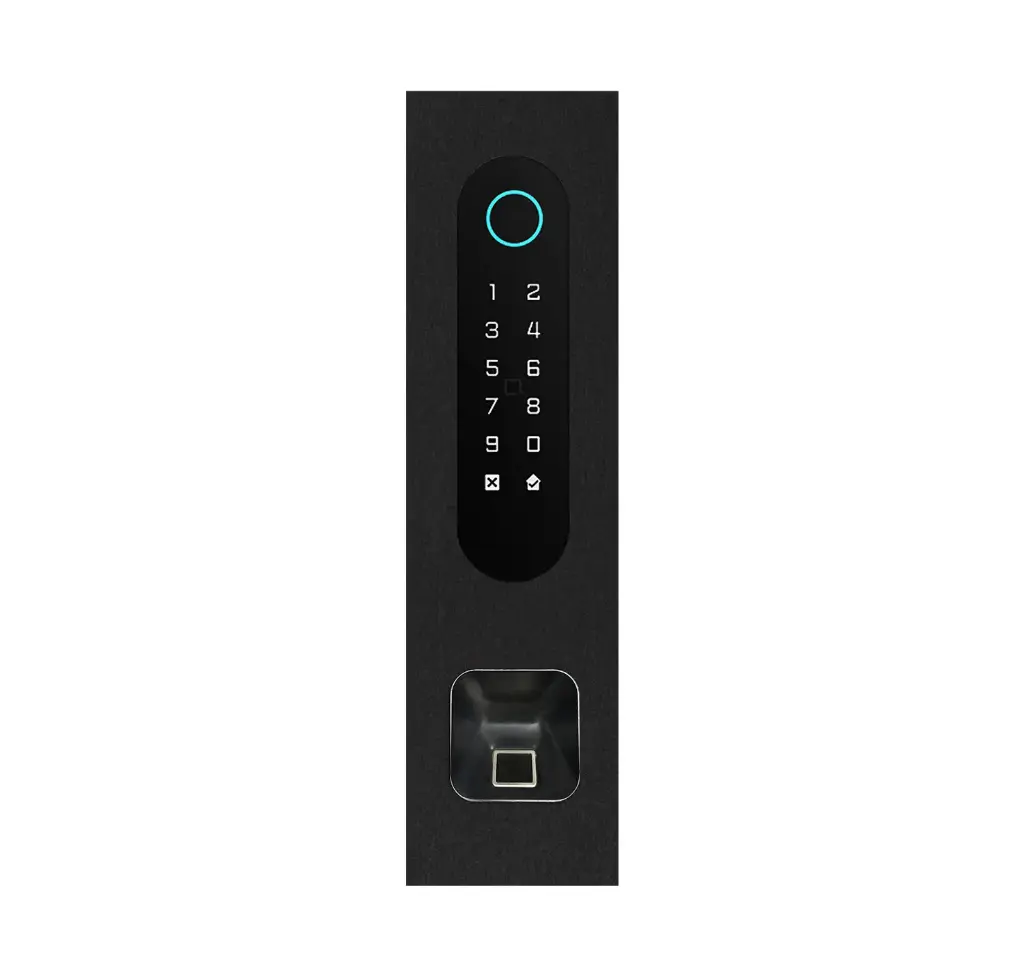 Codeklavier/Badgelezer/Bluetooth/NFC/QR lezer: 1 relais, Wiegand en Cloud.  Bronze mat inbouw met Ekey lezer uitsparing 77x257x30 mm. Zonder ekey lezer.