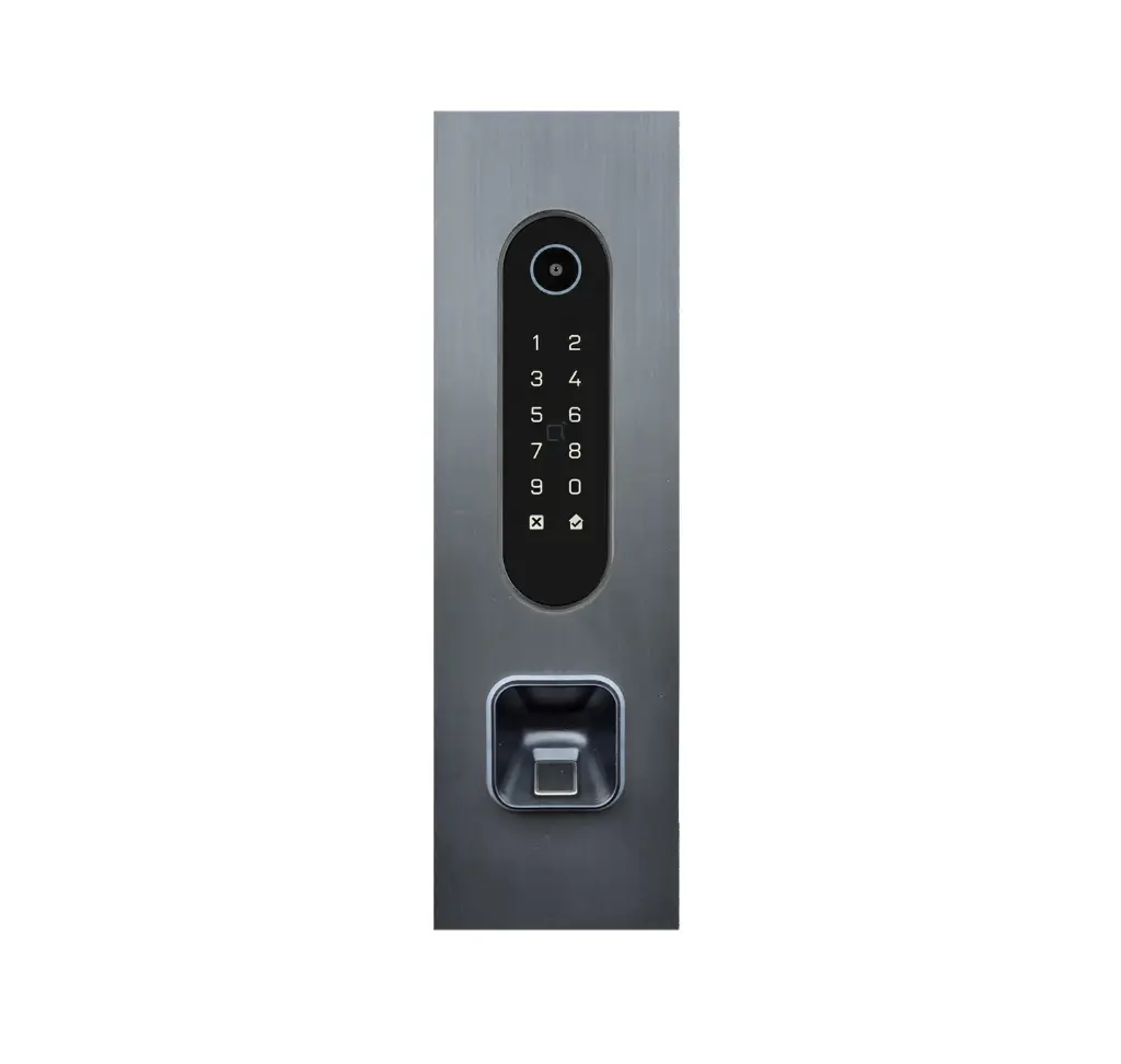 Codeklavier/Badgelezer/Bluetooth/NFC/QR lezer: 1 relais, Wiegand en Cloud.  Bronze mat inbouw met Ekey lezer uitsparing 77x257x30 mm. Zonder ekey lezer.