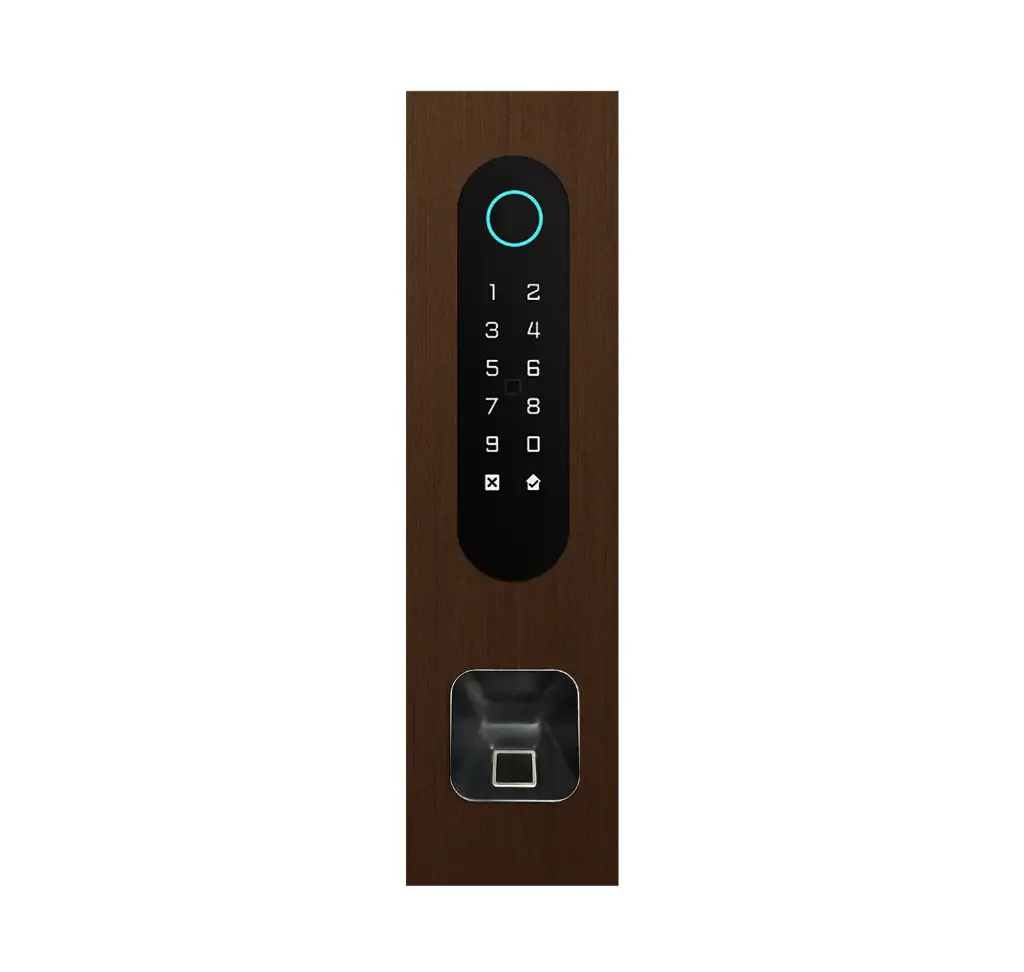 Codeklavier/Badgelezer/Bluetooth/NFC, QR lezer: 1 relais, Wiegand en Cloud.  Bronze rustiek inbouw met Ekey lezer uitsparing