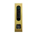Acces keypad/Badge reader/Bluetooth/NFC/QR reader: 1 relay, Wiegand and Cloud.  Bronze gold, flush mounted, with Ekey recess 77x257x30 mm
