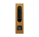 Codeklavier/Badgelezer/Bluetooth/NFC/QR lezer: 1 relais, Wiegand en Cloud.  Bronze goud inbouw met Ekey lezer uitsparing 77x257x30 mm