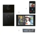 2-draads videokit Plug & Play: Buitenpost 1 knop zowel in-als opbouw 216x116mm + Monitor 10" Android wifi + 4xApp licentie + PoE switch