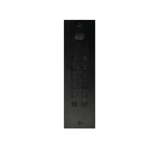 FTB23KPBF | Clavier d'accès aluminium noir + bouton de sonnette autonome 2 relais + Wiegand encastré 55x191x25mm