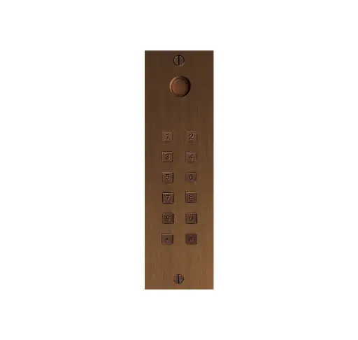 [FTBR23KPBF] Clavier d'accès bronze rustique + bouton de sonnette autonome 2 relais + Wiegand encastré 55x191x25mm