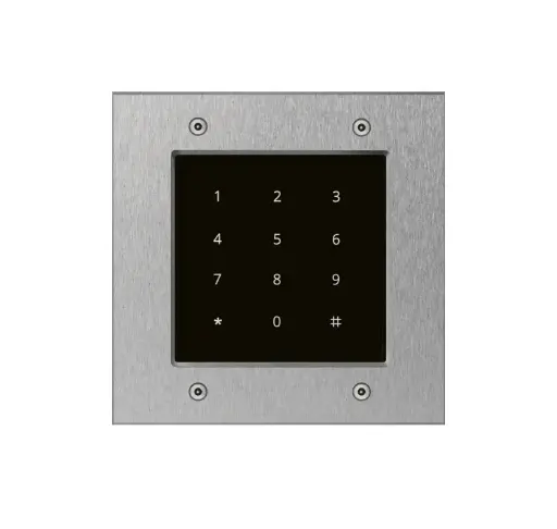 [FT25K] Access keypad grey in glass, stand alone (via FT25KINT) and Wiegand, 150x150mm