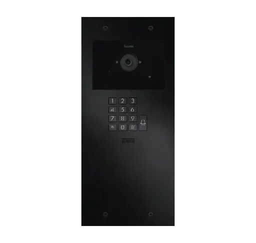 [FT600KVC-L] De FT600KVC-L is een videofoon met 2 sip accounts, zwart geanodiseerd en beschikt over 1 drukknop, codeklavier en kleuren camera. 349x154mm.