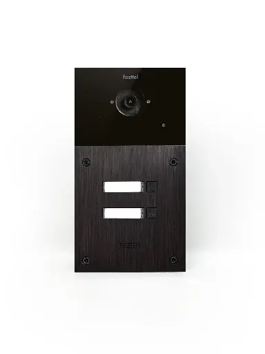 [FT600SIPVC-2] The FT600SIPVC-2 is a videophone with 2 sip accounts, black anodized and has 2 push buttons and color camera. The supplied housing allows the device to be placed both on- and flush-mounted. 216x116mm.