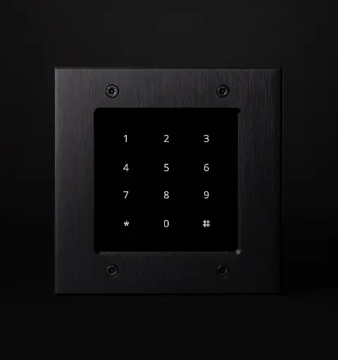[FTB25K] Clavier d'accès noir en verre, autonome (via FT25KINT) et Wiegand, 150x150mm