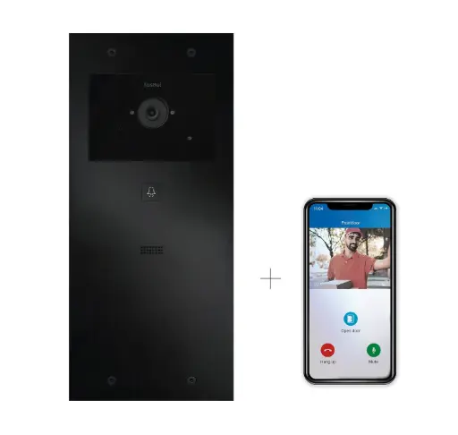 FT600VK-BASIC-L | Videokit Plug & Play: Intercom 1 button, both flush and surface mount 349x154mm + 4xApp licences
