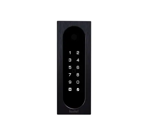 [FT26K] Clavier d'accès/Lecteur badge/Bluetooth/NFC: 1 relais, Wiegand et Cloud. Alu noir. 50x140x28mm