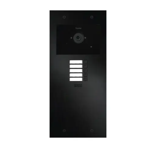 FT600SIPVC-5-L | Le FT600SIPVC-5-L est un interphone vidéo avec 2 comptes SIP, anodisé noir et doté de 5 boutons poussoir et d'une caméra couleur. 349x154mm.