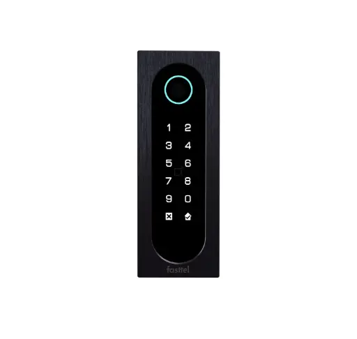 [FT26K-QR] Codeklavier/Badgelezer/Bluetooth/NFC/QR lezer: 1 relais, Wiegand en Cloud. Zwart alu. 50x140x28mm