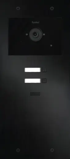 [FT600SIPVC-2-L] De FT600SIPVC-2-L is een videofoon met 2 sip accounts, zwart geanodiseerd en beschikt over 2 drukknoppen en kleuren camera. 349x154mm.