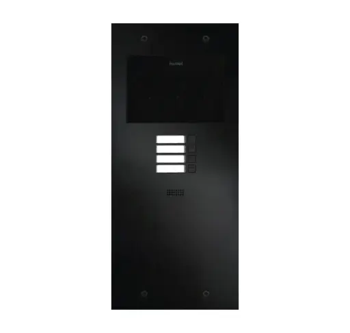 [FT600-4-L] The FT600-4-L is an intercom with 2 sip accounts, black anodized and has 4 push buttons. 349x154mm.