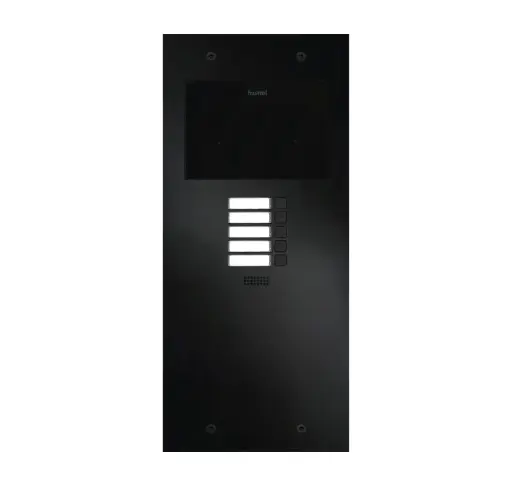 [FT600-5-L] The FT600-5-L is an intercom with 2 sip accounts, black anodized and has 5 push buttons. 349x154mm.