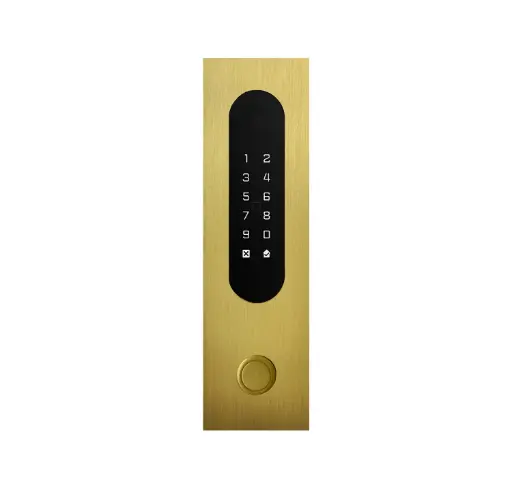 [FTBG26KPBF] Clavier d'accès/Lecteur badge/Bluetooth/NFC: 1 relais, Wiegand, bouton d'appel et Cloud.  Bronze or, encastré, 62x211x30 mm
