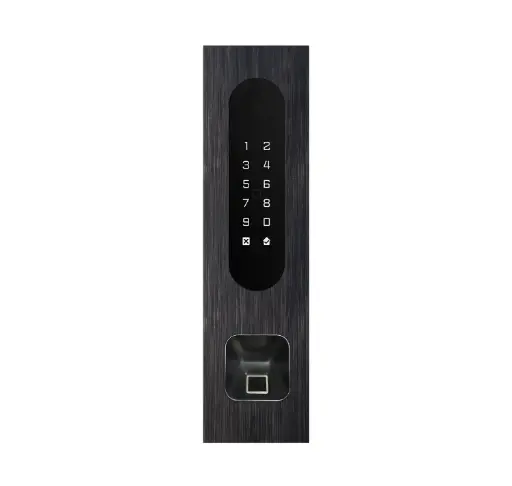 [FTB26KF-EKEY] Codeklavier/Badgelezer/Bluetooth/NFC: 1 relais, Wiegand en Cloud.  Zwart alu inbouw met Ekey lezer uitsparing 77x257x30 mm. Zonder ekey lezer.