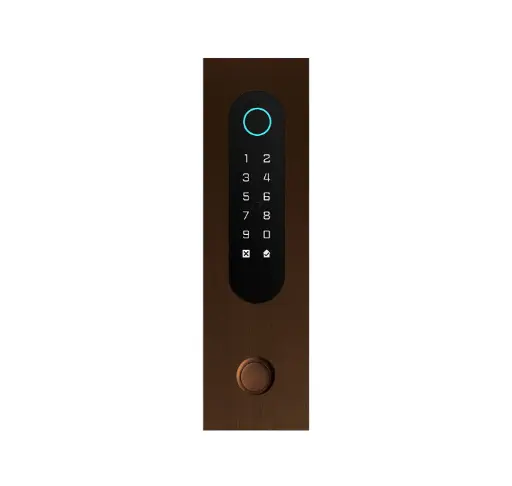 [FTBR26KPBF-QR] Codeklavier/Badgelezer/Bluetooth/NFC/QR lezer: 1 relais, Wiegand, drukknop en Cloud.  Bronze rustiek, inbouw, 62x211x30 mm