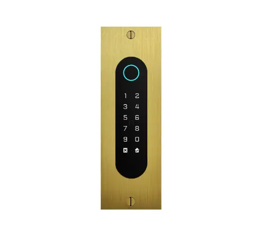 [FTBG26KF-QR] Clavier d'accès/Lecteur badge/Bluetooth/NFC/Lecteur QR: 1 relais, Wiegand et Cloud.  Bronze or, encastré, 62x188x30 mm