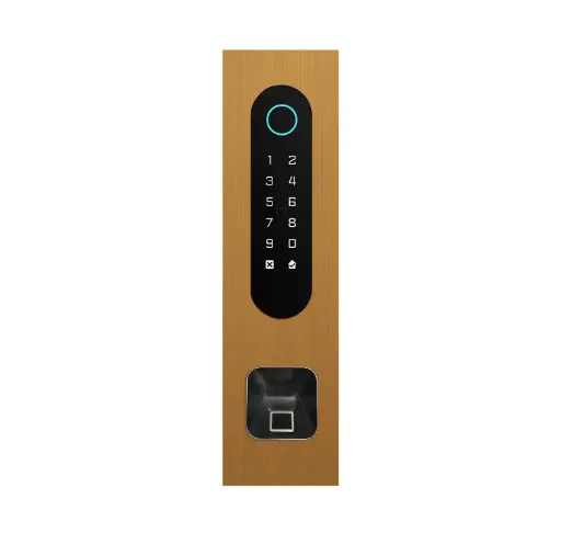 [FTBG26KF-QR-EKEY] Codeklavier/Badgelezer/Bluetooth/NFC, QR lezer: 1 relais, Wiegand en Cloud.  Bronze goud inbouw met Ekey lezer uitsparing
