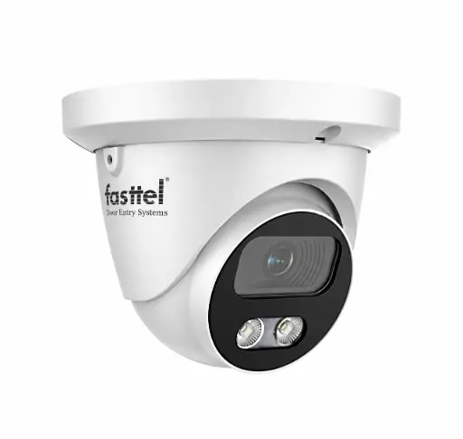 [FTCAM-D] Dome Turret-camera voor integratie in Fasttel cloud. 5 MP, 2,8 mm, IR 40 m, dubbele verlichting, IP67, POE. 